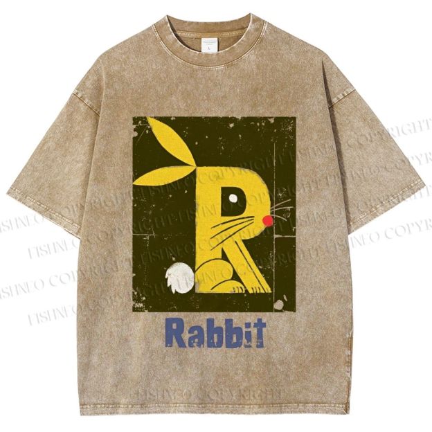 Unisex R is For Rabbit Printed Washed Tee