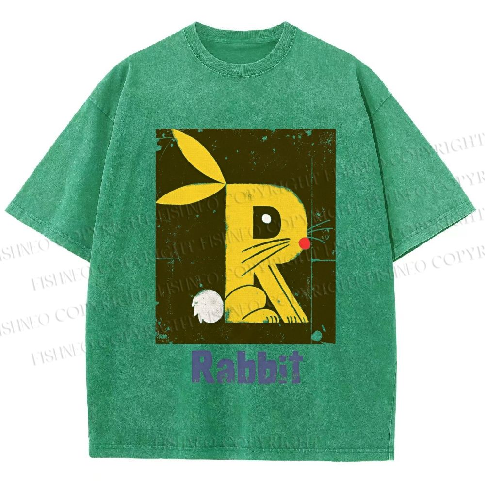 Unisex R is For Rabbit Printed Washed Tee