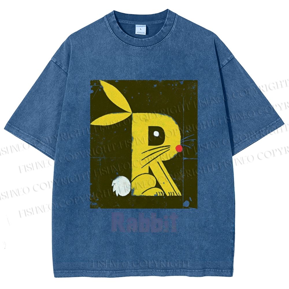 Unisex R is For Rabbit Printed Washed Tee