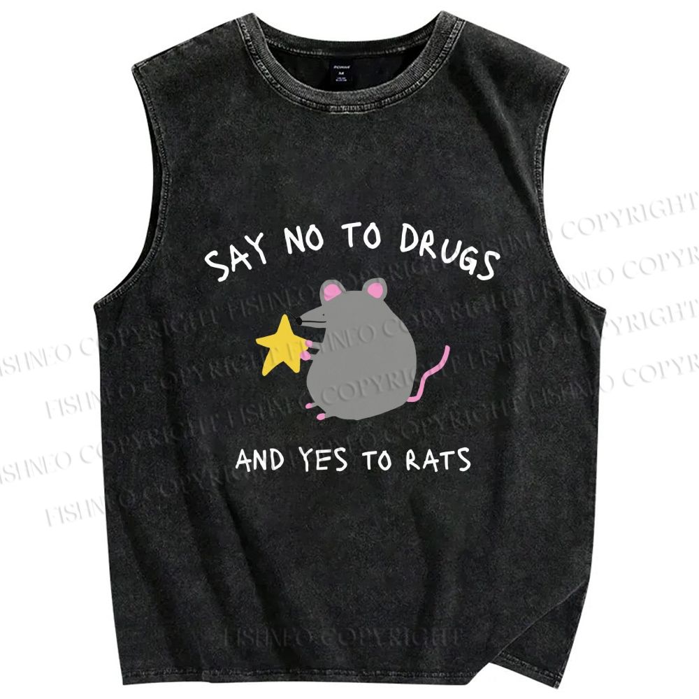 Unisex Say No To Drugs Viral Meme Printed Washed Tank Top