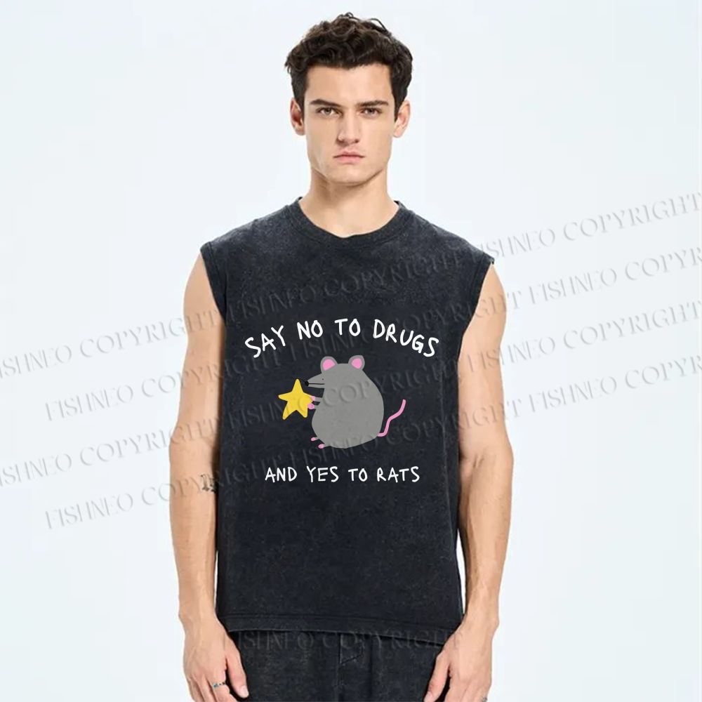 Unisex Say No To Drugs Viral Meme Printed Washed Tank Top