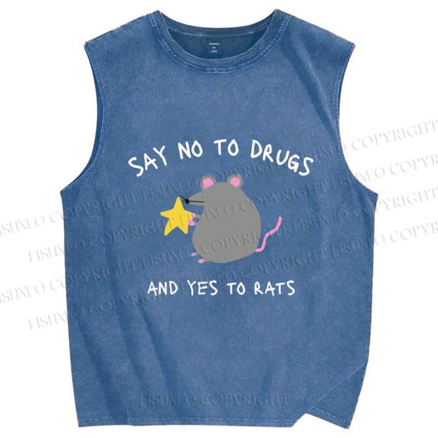 Unisex Say No To Drugs Viral Meme Printed Washed Tank Top