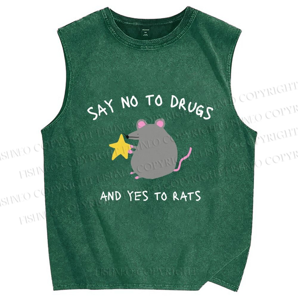 Unisex Say No To Drugs Viral Meme Printed Washed Tank Top