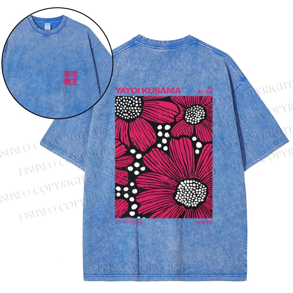 Snowflake Vintage Yayoi Kusama Giant Pink Flowers Cotton T-Shirt