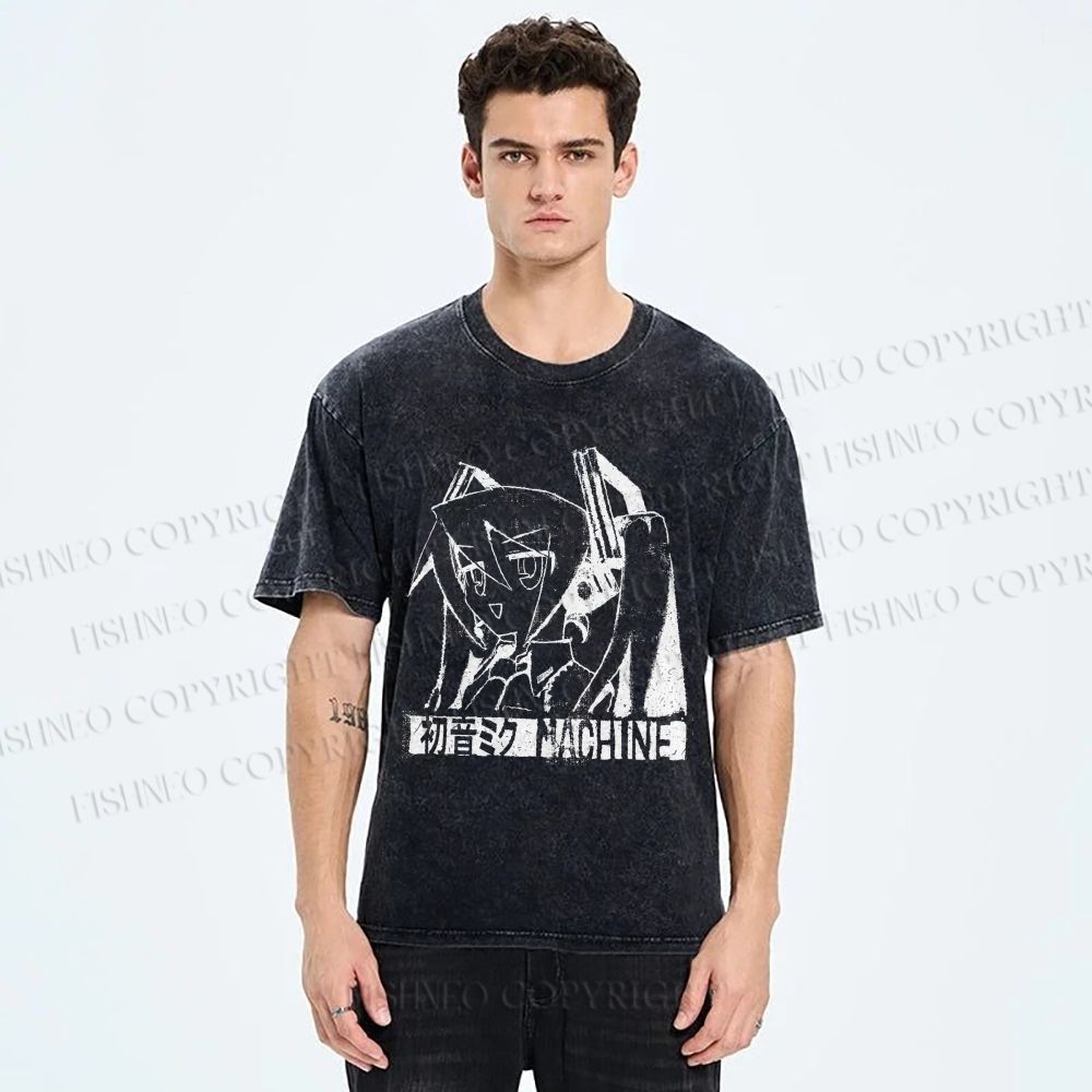 Unisex Hatsune Miku Graffiti Printed Washed Tee