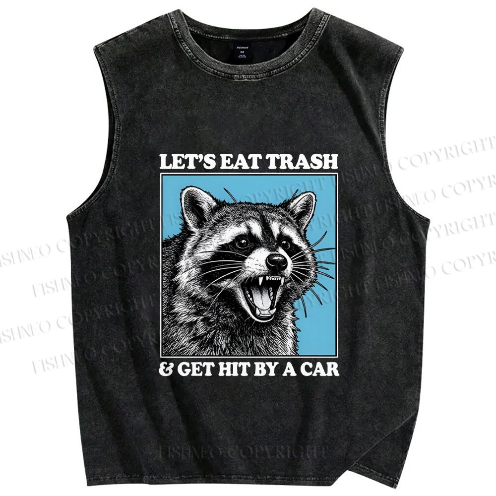 Unisex Raccoon Rebellion Printed Washed Tank Top