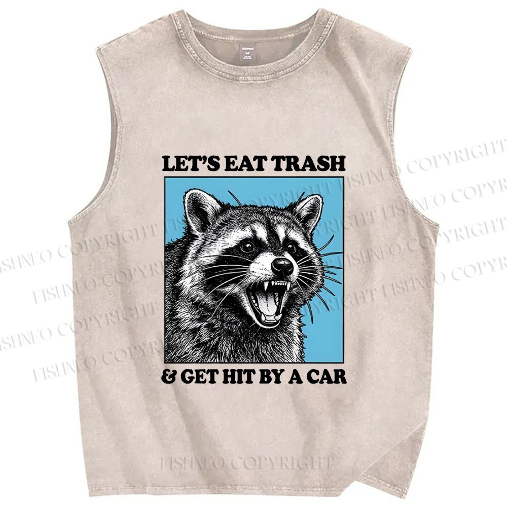 Unisex Raccoon Rebellion Printed Washed Tank Top