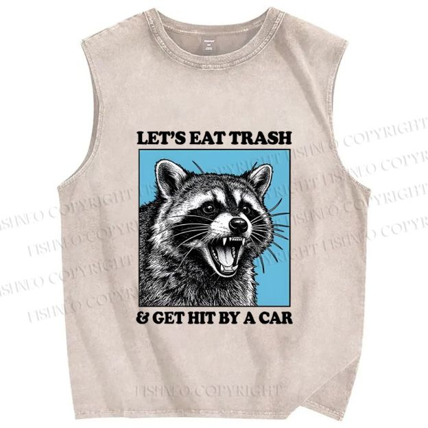 Unisex Raccoon Rebellion Printed Washed Tank Top