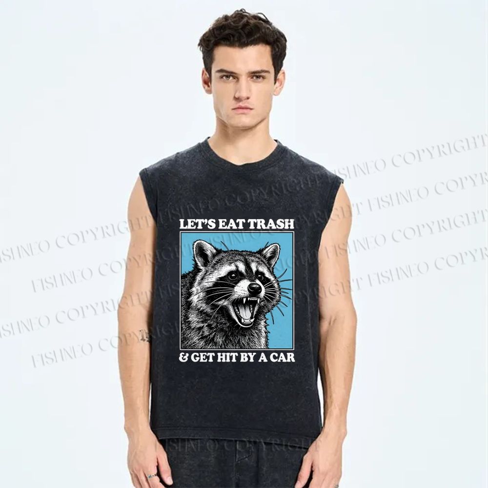 Unisex Raccoon Rebellion Printed Washed Tank Top