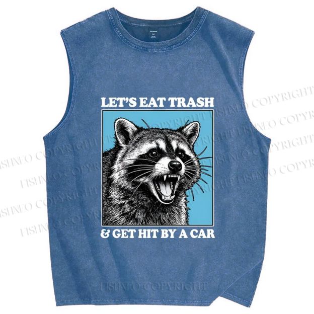 Unisex Raccoon Rebellion Printed Washed Tank Top
