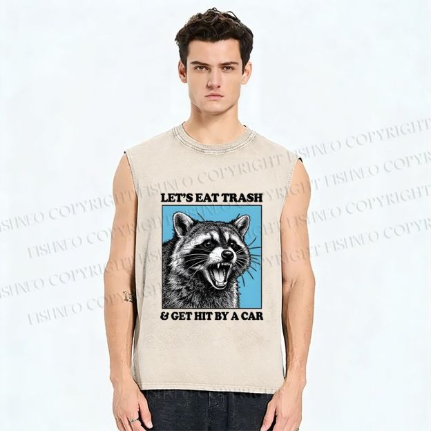 Unisex Raccoon Rebellion Printed Washed Tank Top