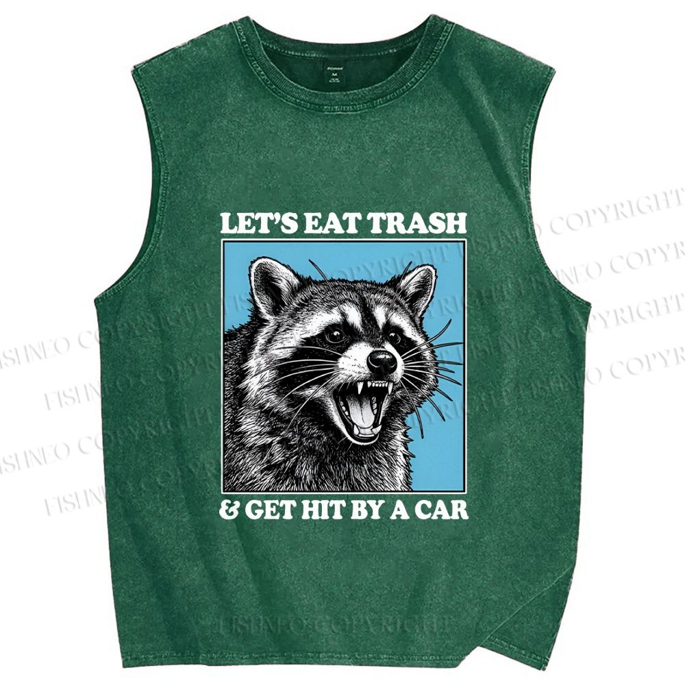 Unisex Raccoon Rebellion Printed Washed Tank Top