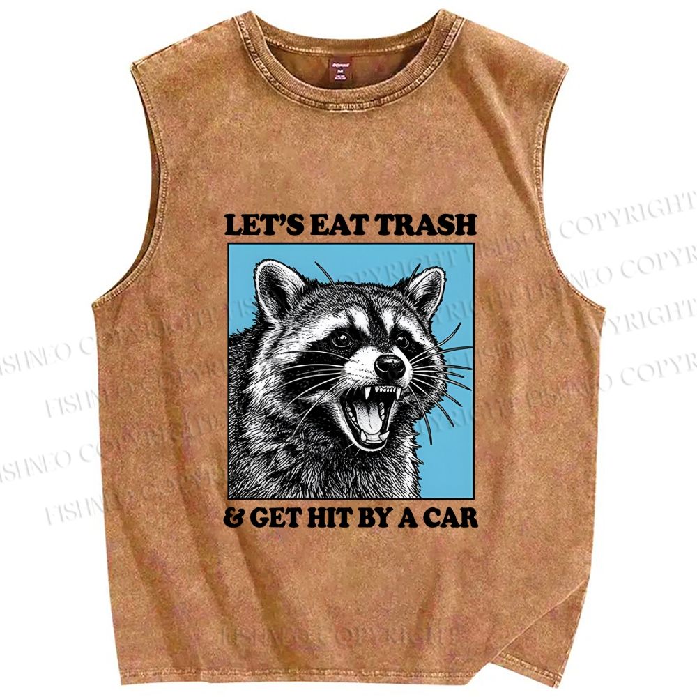 Unisex Raccoon Rebellion Printed Washed Tank Top