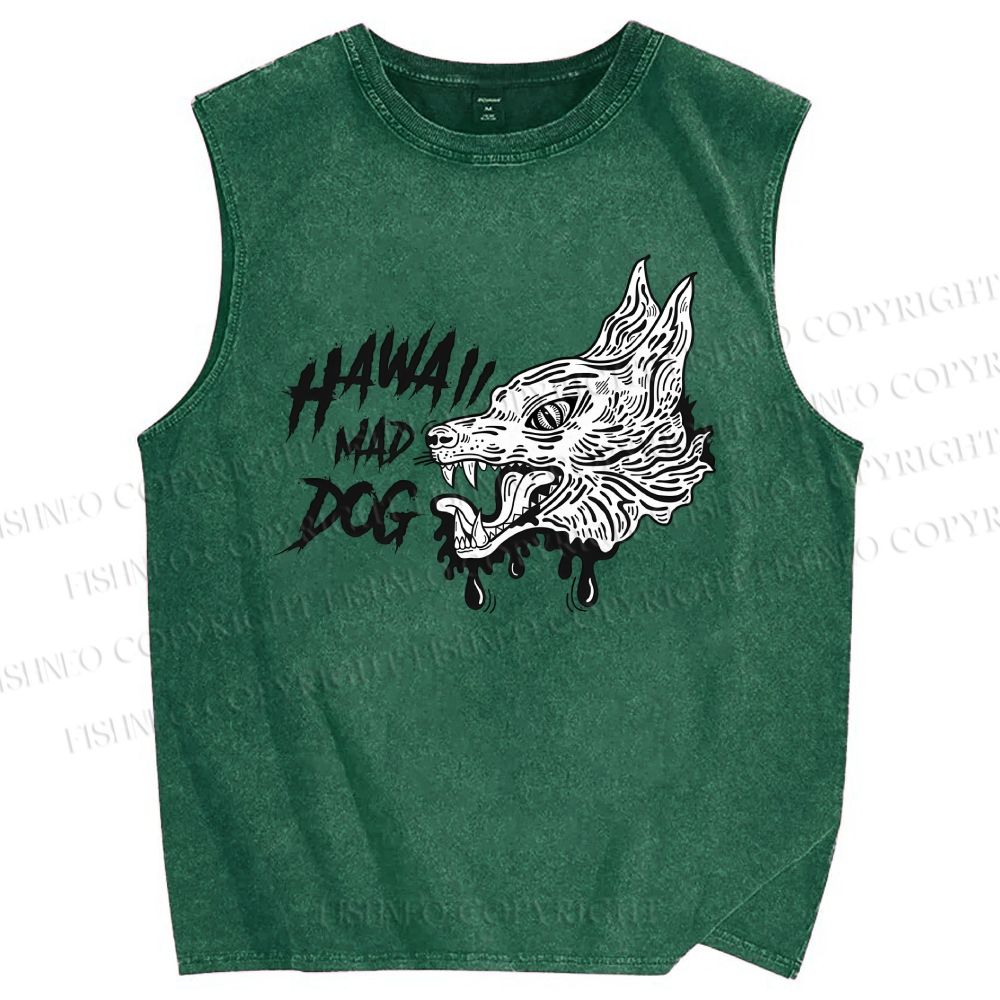 Unisex Mad Dog Printed Washed Tank Top