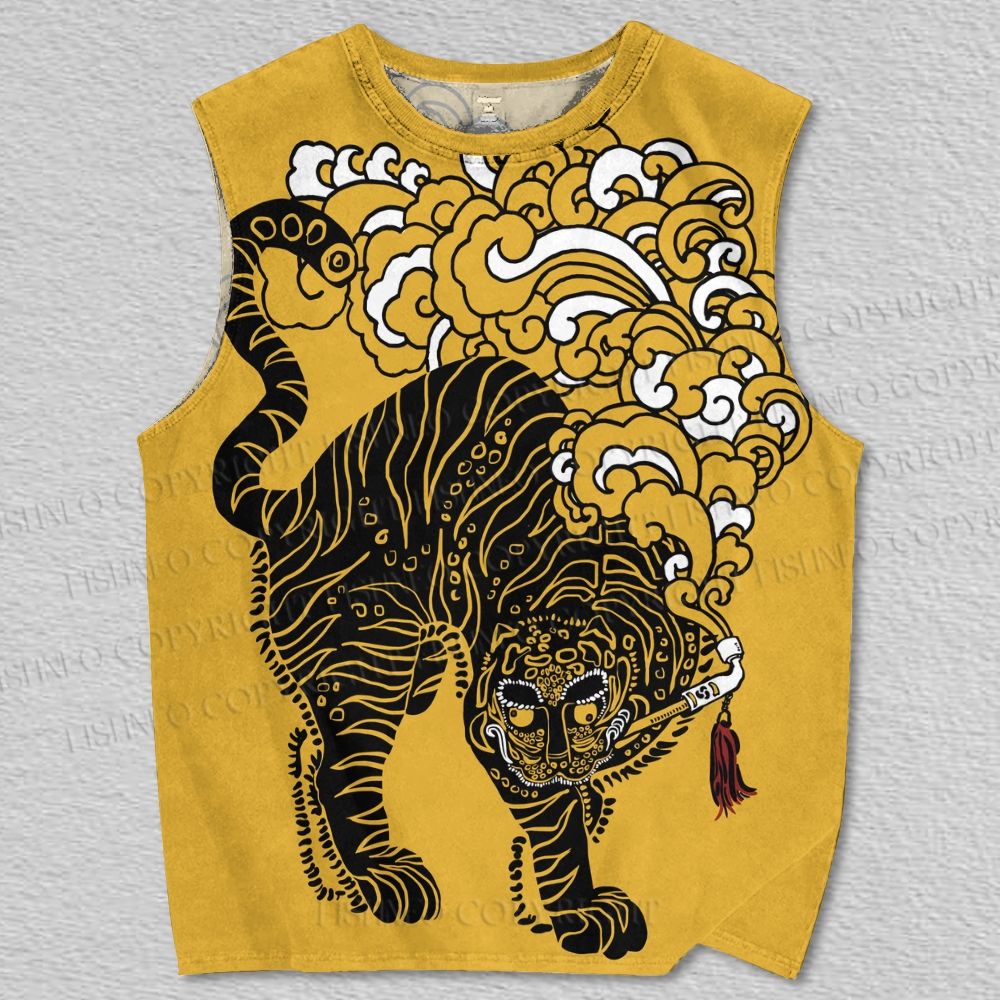 Unisex Irezumi Tiger Printed Tank Top