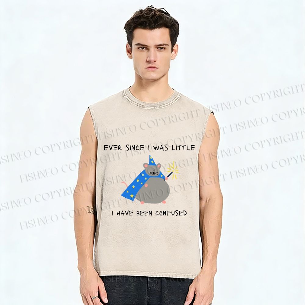 Unisex Confused Wizard Rat Meme Printed Washed Tank Top