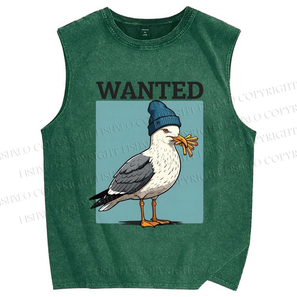 Unisex Wanted Bird Printed Washed Tank Top