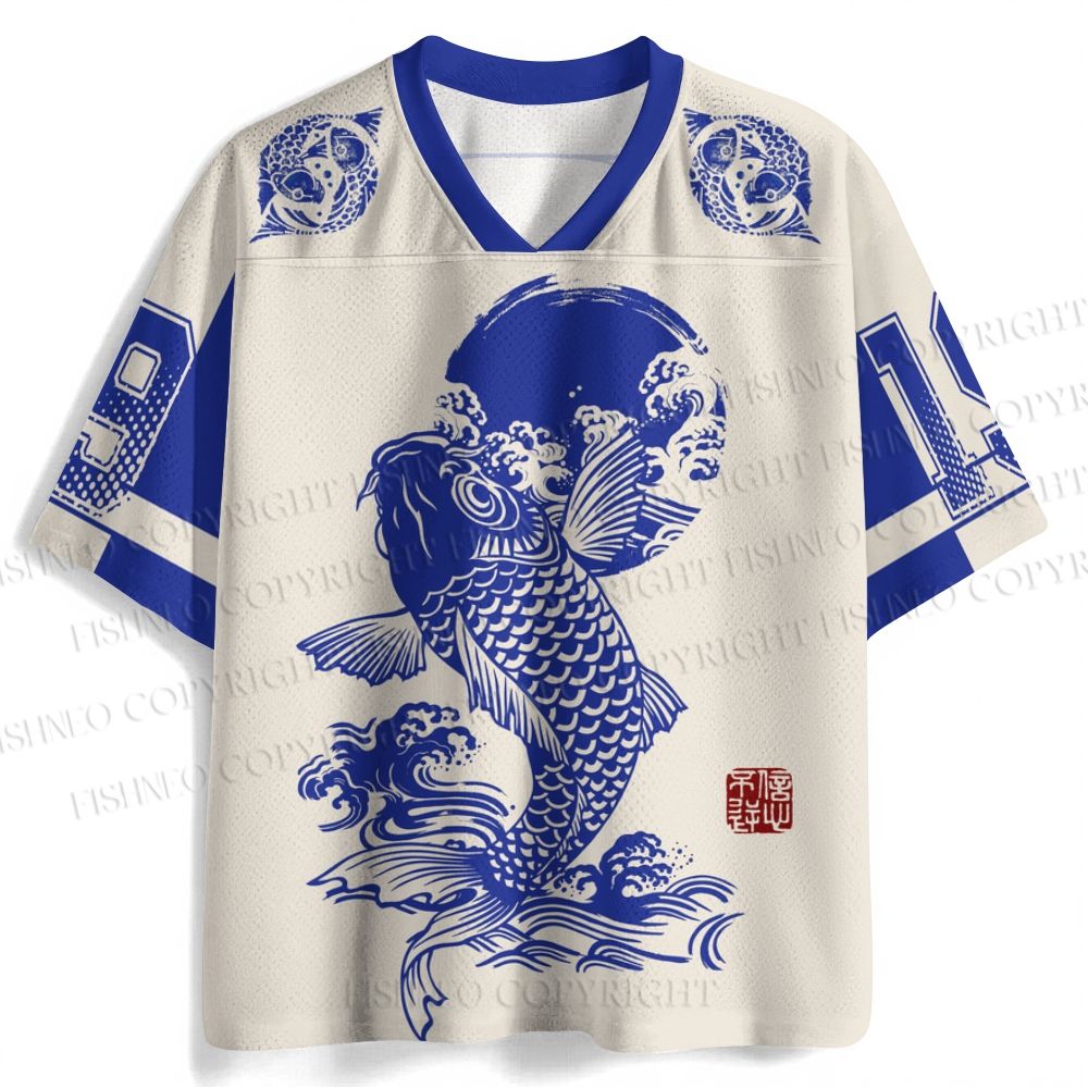 Vintage Japanese Koi Printed Jersey Shirts
