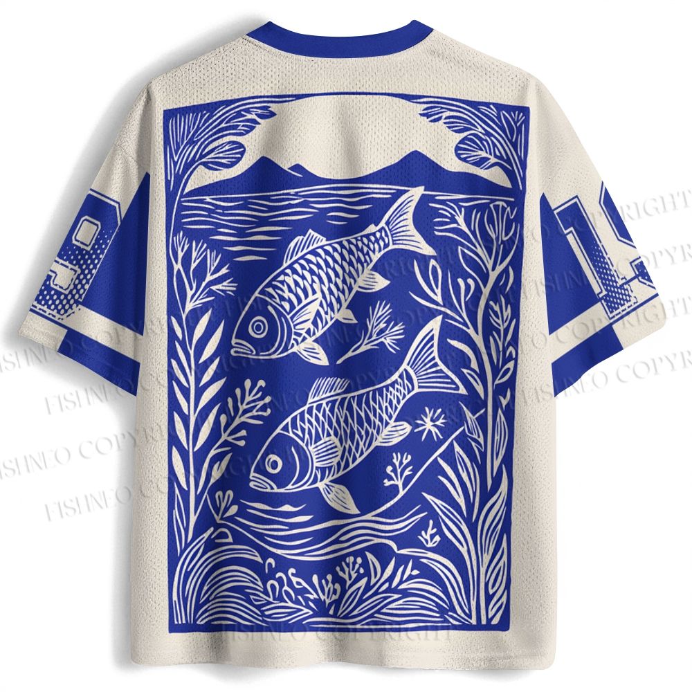 Vintage Japanese Koi Printed Jersey Shirts