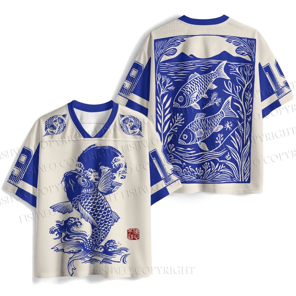 Vintage Japanese Koi Printed Jersey Shirts