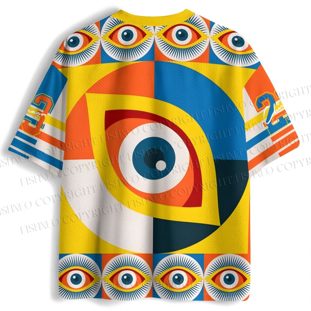 Colored Geometric Eyes Printed Jersey Shirts