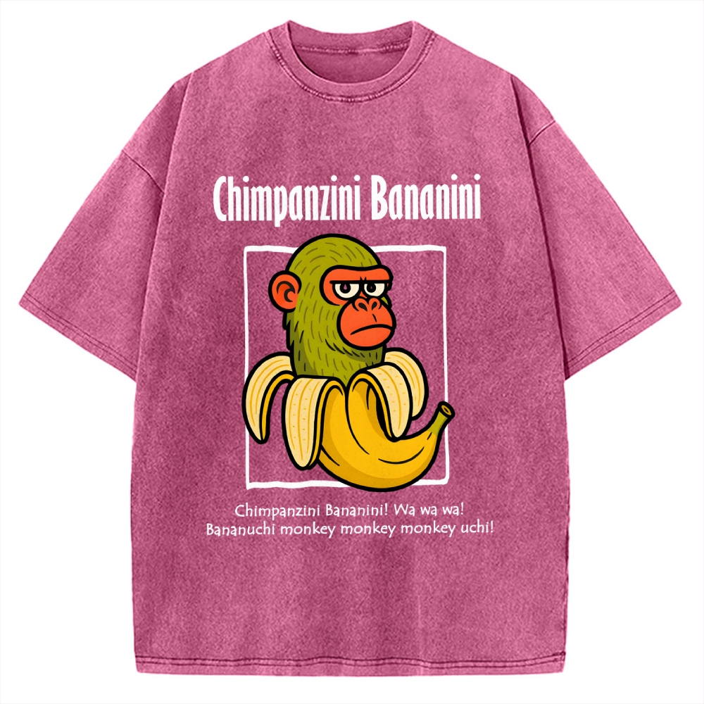 Unisex Chimpanzini Bananini  Italian Brainrot Printed Washed Tee