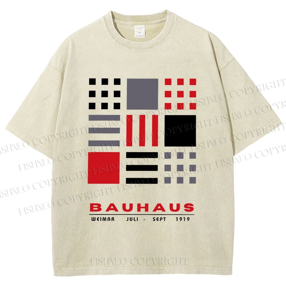 Unisex Bauhaus Geometry Printed Washed Tee