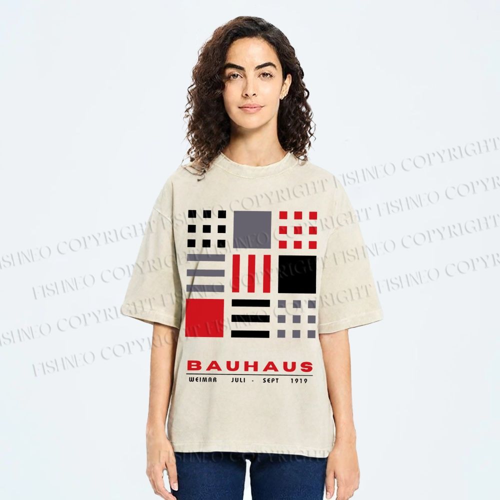 Unisex Bauhaus Geometry Printed Washed Tee