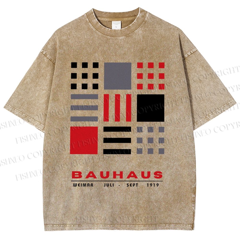 Unisex Bauhaus Geometry Printed Washed Tee