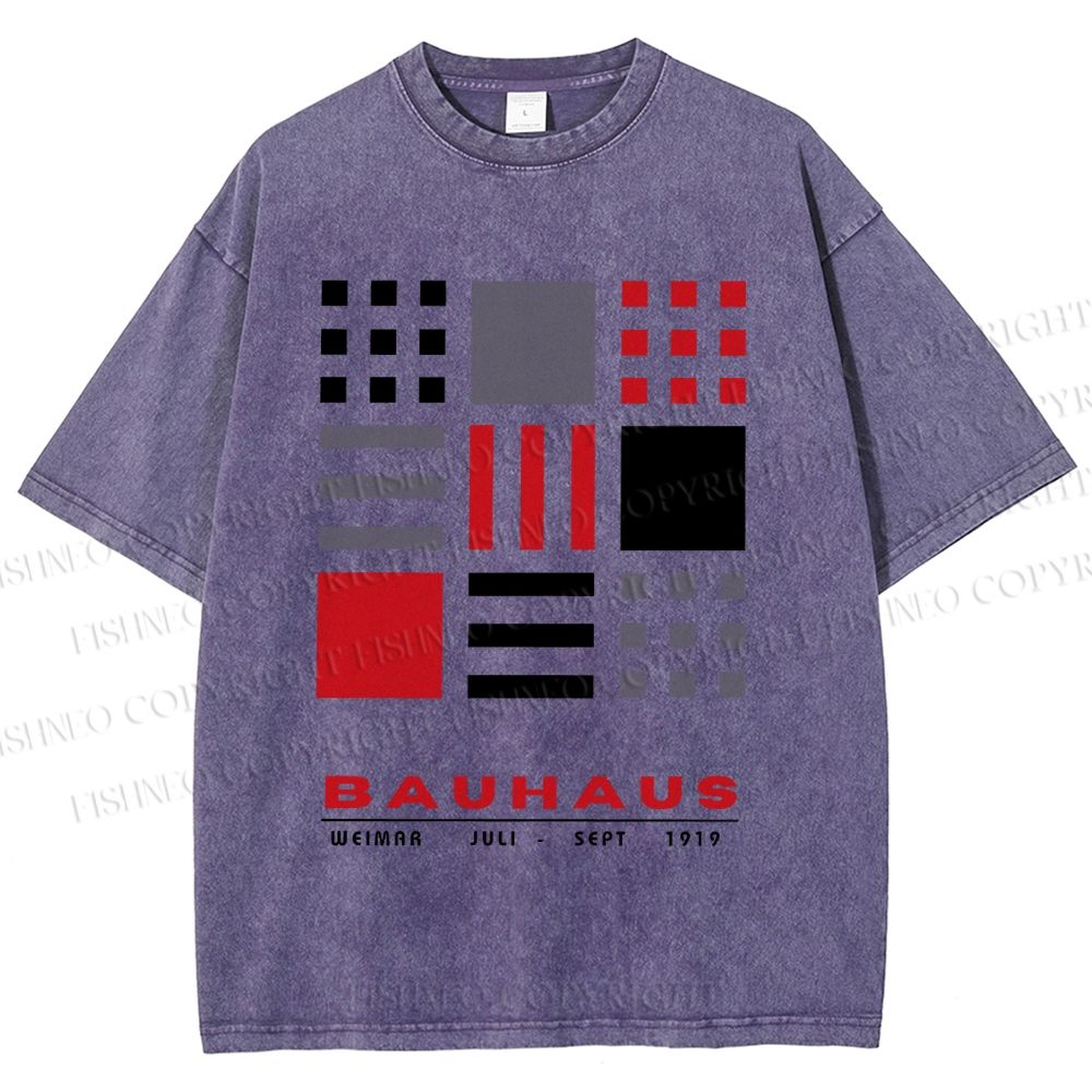 Unisex Bauhaus Geometry Printed Washed Tee