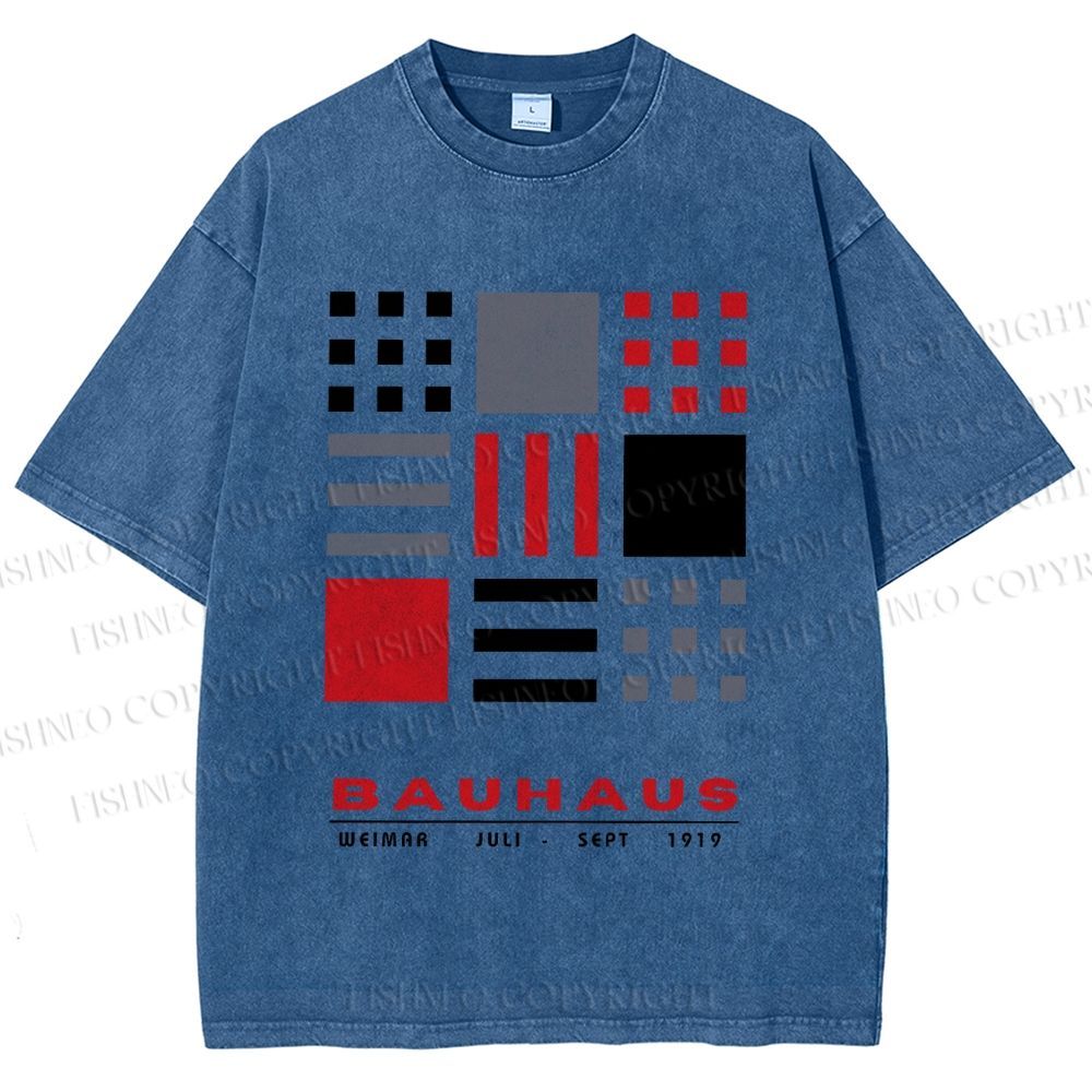 Unisex Bauhaus Geometry Printed Washed Tee