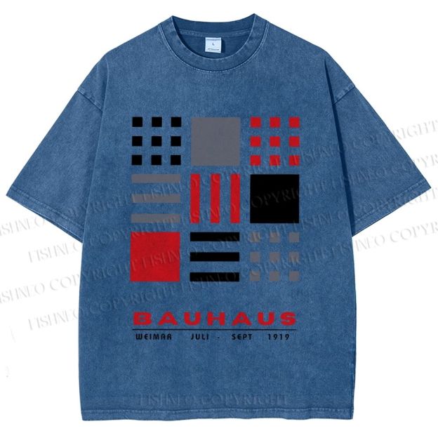 Unisex Bauhaus Geometry Printed Washed Tee