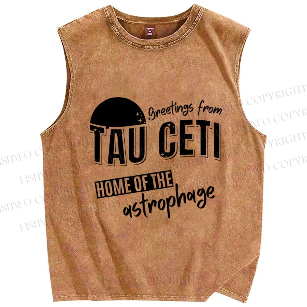 Unisex Project Hail Mary: Greetings from Tau Ceti Printed Washed Tank Top