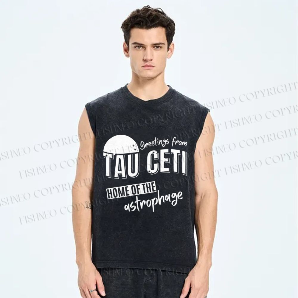 Unisex Project Hail Mary: Greetings from Tau Ceti Printed Washed Tank Top