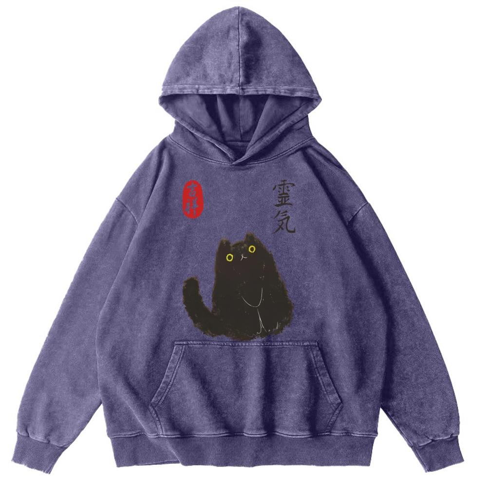 Black Civet Cat Washed Hoodie