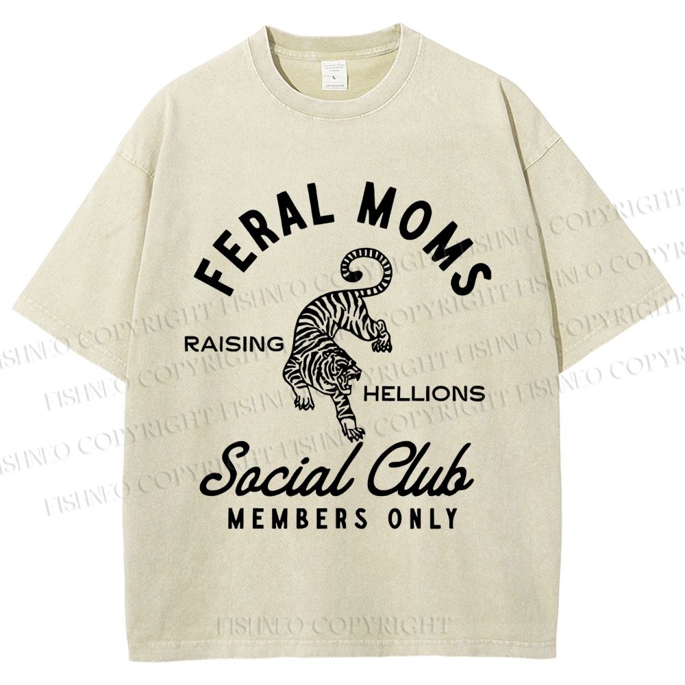 Unisex Feral Moms Social Club Printed Washed Tee