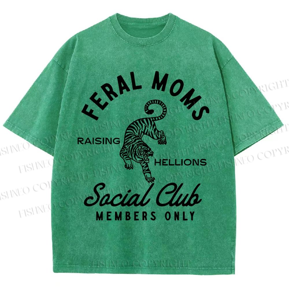 Unisex Feral Moms Social Club Printed Washed Tee