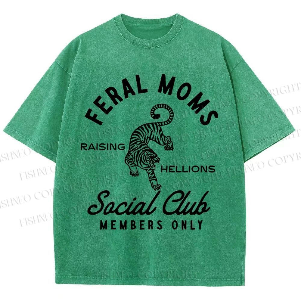 Unisex Feral Moms Social Club Printed Washed Tee