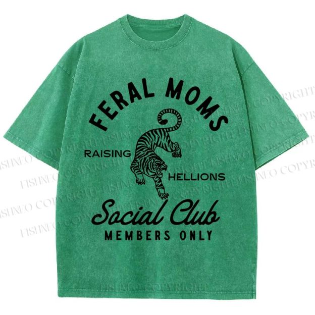 Unisex Feral Moms Social Club Printed Washed Tee