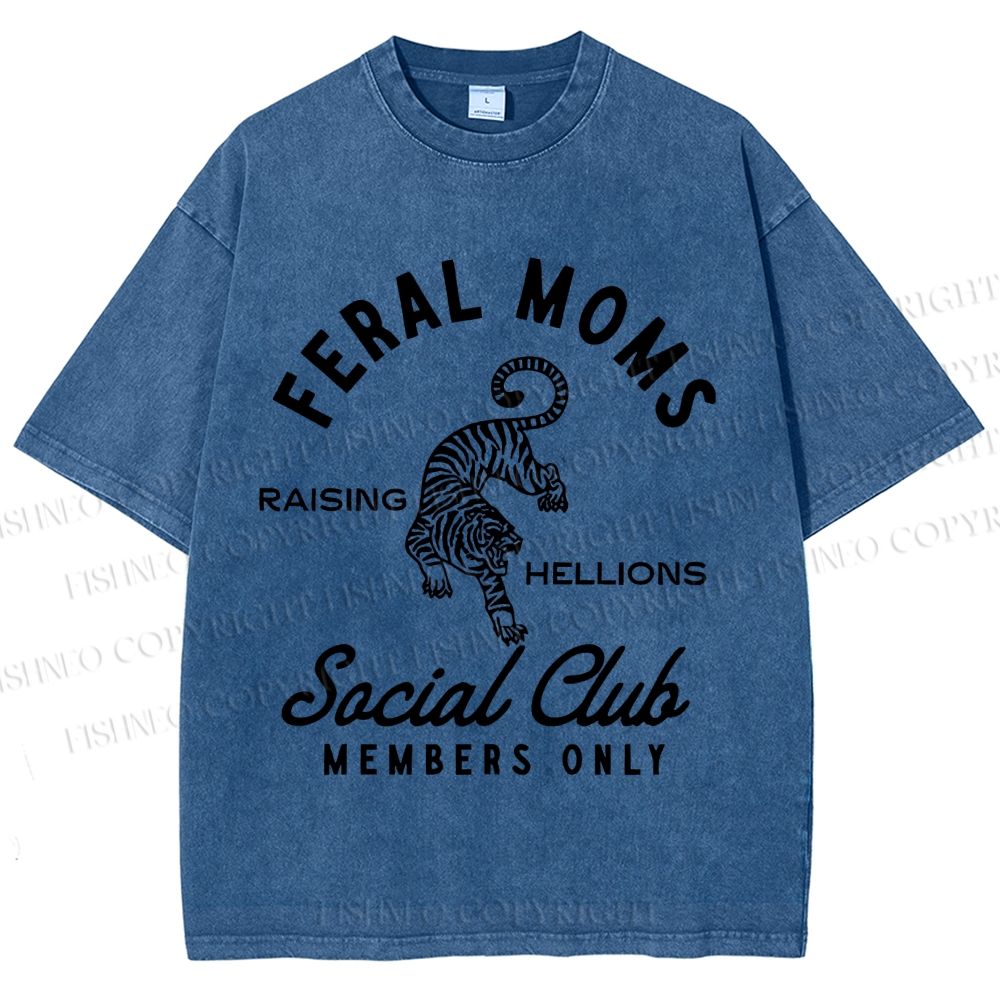 Unisex Feral Moms Social Club Printed Washed Tee