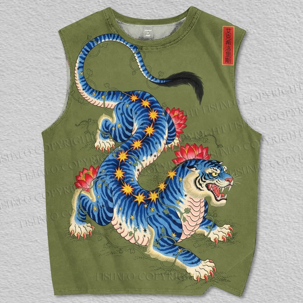 Unisex Neo Ukiyo-e Tiger Printed Tank Top