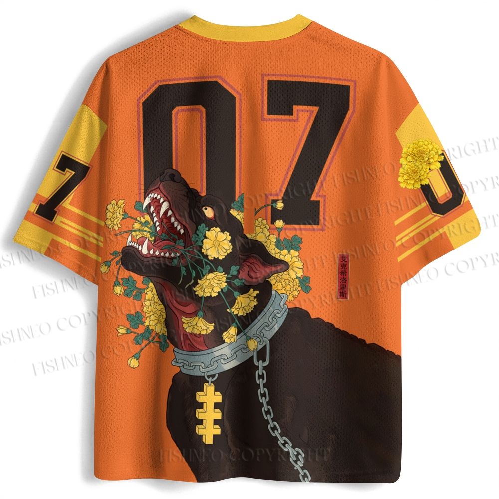 Flowers Black Dog Printed Jersey Shirts