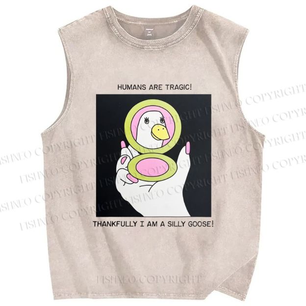 Unisex Silly Goose Printed Washed Tank Top