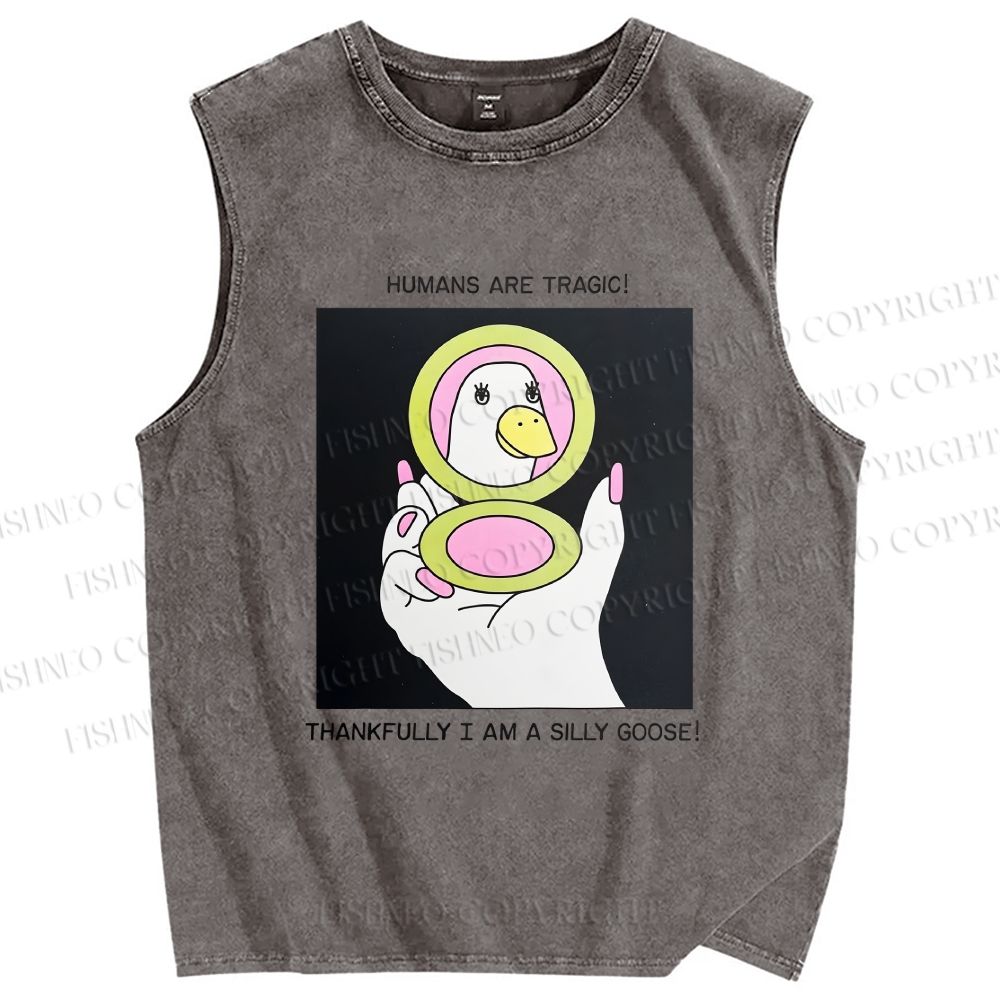 Unisex Silly Goose Printed Washed Tank Top
