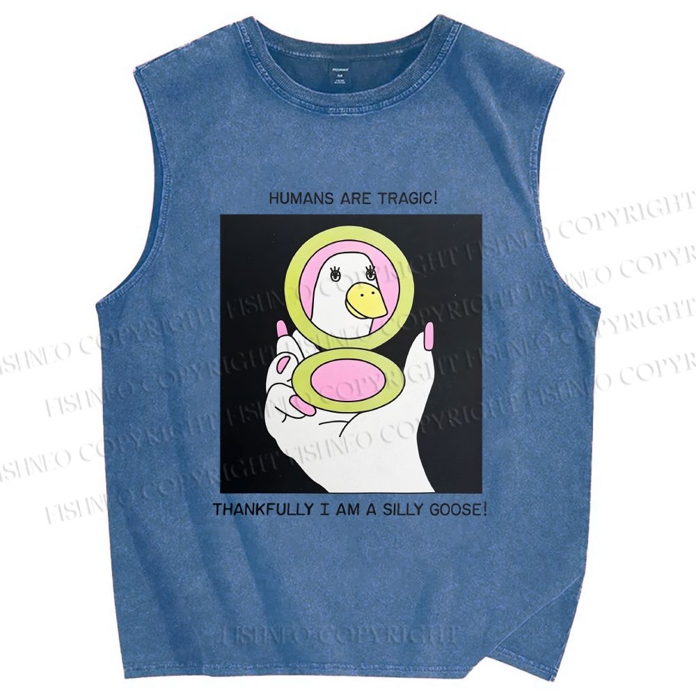 Unisex Silly Goose Printed Washed Tank Top