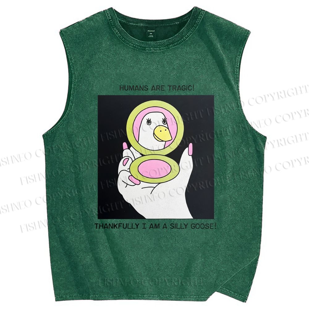 Unisex Silly Goose Printed Washed Tank Top