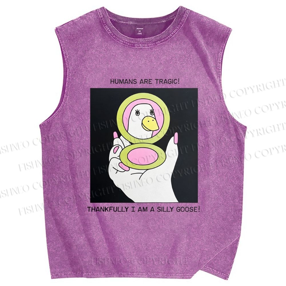 Unisex Silly Goose Printed Washed Tank Top