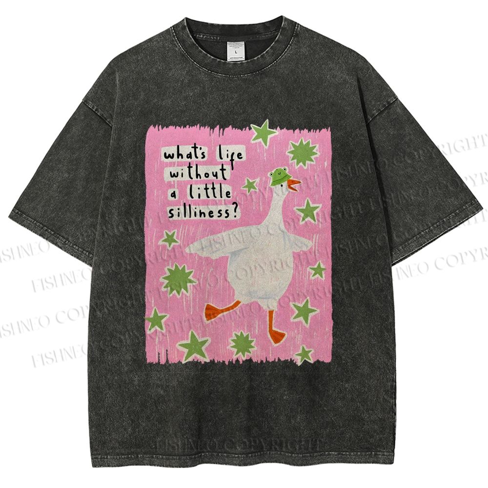 Unisex Silliness Goose Printed Washed Tee