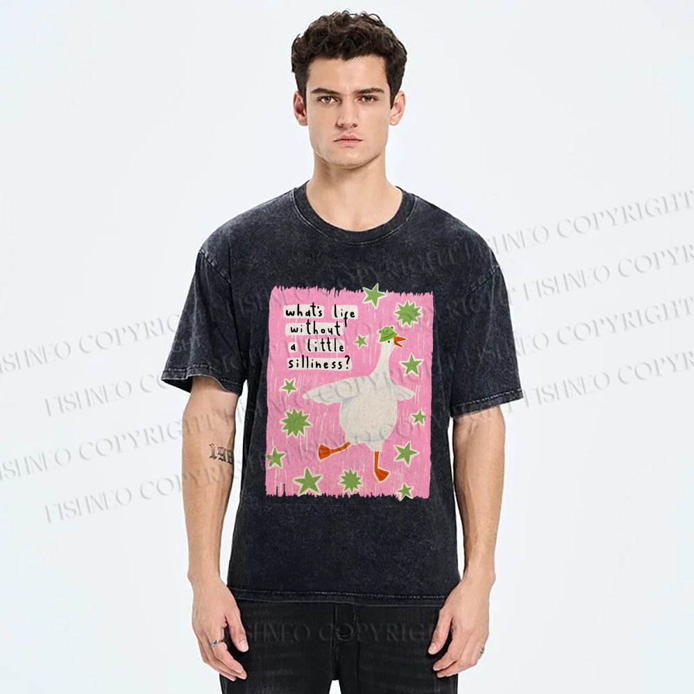 Unisex Silliness Goose Printed Washed Tee