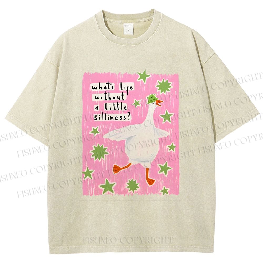 Unisex Silliness Goose Printed Washed Tee